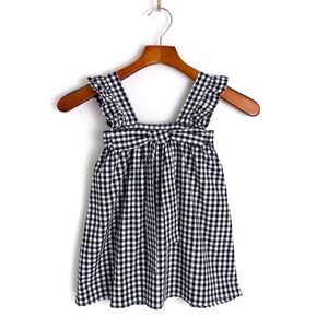 Lil’ Lemons . Gingham Ruffle Jumper Dress